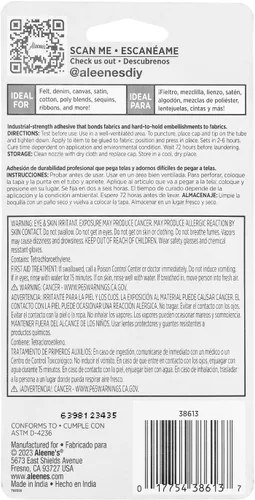 Vista 3 de Aleene's Pegamento para tela Super Fabric Adhesive, Super Strong, Ultra Flexible, Permanente, UV e Impermeable, 0.1 fl oz 3