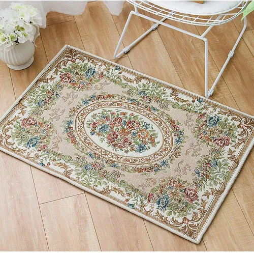 Vista 2 de UKELER Tapete antideslizante para puerta, alfombras de acento modernas para entrada, estilo romántico campestre americano, alfombras de algodón