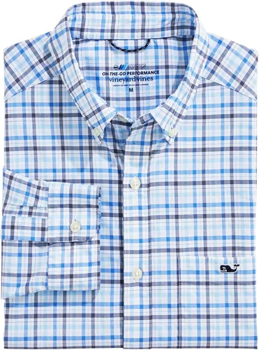 Vista 2 de vineyard vines Camisa de nailon Multi Check On-The-go para hombre