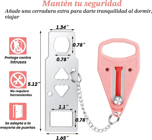 Vista 4 de AceMining Cerradura de puerta portátil de seguridad para el hogar, cerraduras de bloqueo de viaje para seguridad y privacidad adicionales, perfectas