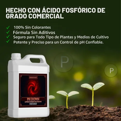 Vista 3 de Humboldts Secret pH Down para Plantas Ajustador y Equilibrador de pH Líquido para Suelo, Coco, Hidroponía Solución Concentrada de Ácido