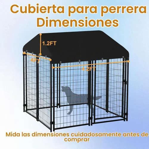 Vista 2 de Funda para perrera de 4.2 x 4 pies, resistente al agua 600D, tela Oxford 600D, cobertura completa, cubierta al aire libre, a prueba de lluvia Negro