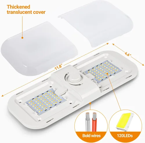 Vista 5 de CT CAPETRONIX Luces Interiores para RV 1700LM, Luces para Camper de 3 Colores TEM, Regulables 12v Voltios Luminaria de Luces LED, Luz de Cúpula