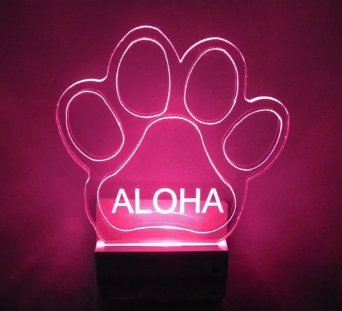 Vista 6 de Luz nocturna con estampado de patas, multicolor con enchufe LED, ultra delgada y suave al tacto, con sensor inteligente del atardecer al amanecer