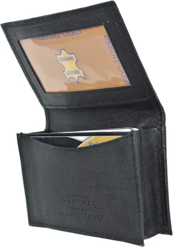 Vista 3 de Porta tarjetas de negocios de piel, Negro Variable
