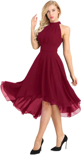Vista 4 de Winying - Vestido de gasa asimétrico para mujer