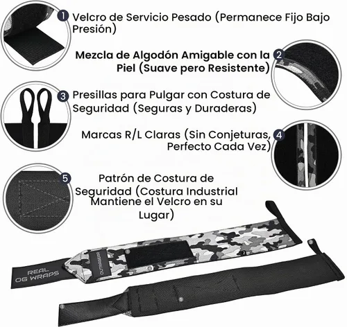 Vista 5 de 18" OG-Grade Wrist Wraps for Weightlifting – Heavy Duty Wrist Support with Thumb Loop & Lockdown Strap – Wrist Straps for Powerlifting, Bench Press