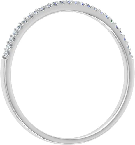 Vista 2 de Anillo apilable de oro de 10 quilates con diamantes blancos redondos de 0.08 quilates (ctw)