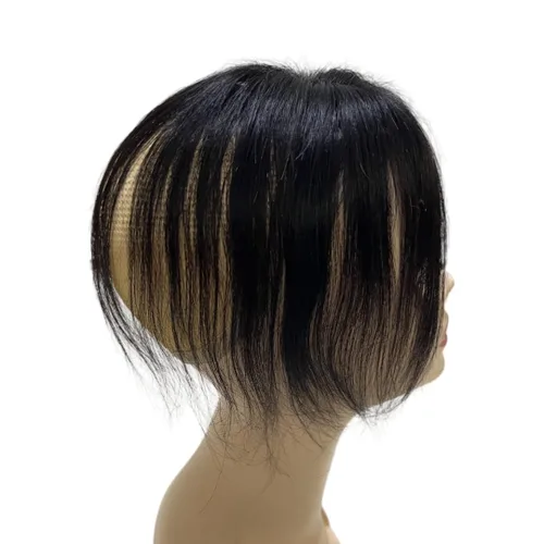 Vista 7 de Anemone Peluca de cabello humano con clip para mujer, 10 pulgadas, parte media, recto, extensiones de volumen para pérdida de cabello suave (negro)