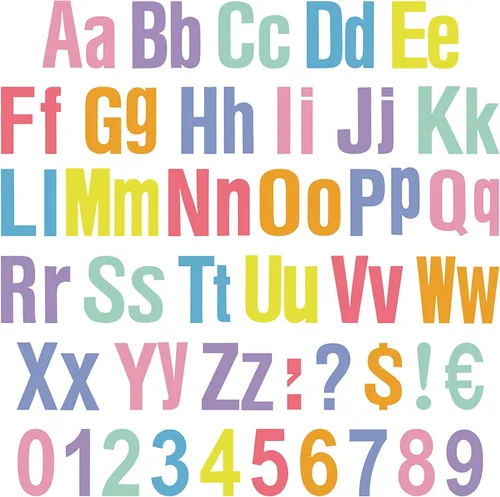 Vista 14 de Tenare Juego de 134 letras coloridas del alfabeto de 5 pulgadas, letras del alfabeto, números y recortes de puntuación para tablón de anuncios, Negro