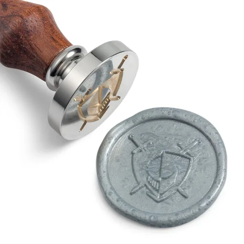 Vista 16 de Mceal Sello de cera, cabeza de latón con mango de palisandro, 1.2"(30mm) de diámetro, (signo de dólar)