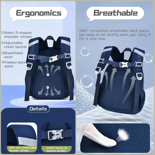 Vista 5 de Bansusu Mochila infantil antipérdida de dinosaurio para niños preescolares con correa de seguridad, mochila pequeña ligera para niños, bolsa