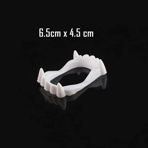 Vista 2 de Boieo Colmillos de vampiro blancos para disfraces de Halloween y accesorios para niños, Blanco
