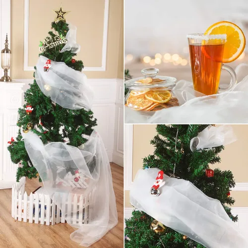 Vista 6 de 16 pies por 54 pulgadas de organza para vestido de gasa para decoración de disfraces de fantasía (blanco puro)
