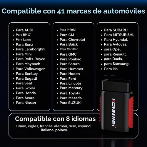 Vista 9 de KONNWEI Escáner OBD2 Bluetooth – Herramienta de diagnóstico de sistema completo con control bidireccional, restablecimiento de aceite/EPB/DPF/BMS