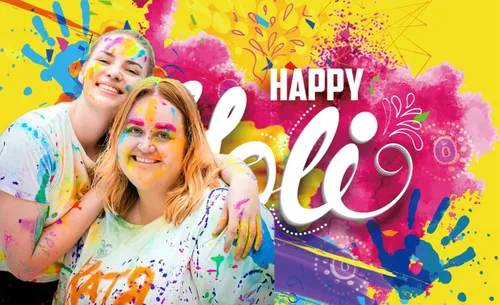 Vista 3 de Happy Holi - Fondo de pared hindú para el hogar, fotografía, colorido, decoraciones de fiesta de Holi, pancarta de salpicaduras de pintura india