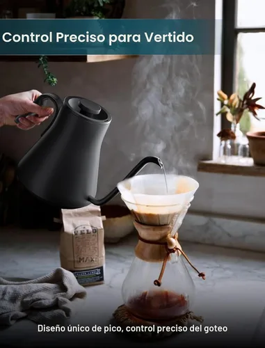 Vista 4 de INTASTING Hervidor Eléctrico de Cuello de Cisne, Control de Temperatura Preciso ±1℉, Interior de Acero Inoxidable, Calentamiento Rápido para Café