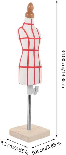 Vista 2 de Forma de vestido femenino de tamaño 1/4, maniquí en miniatura, mini vestido de pantalón de costura con regla y aguja para hacer patrones, maniquí