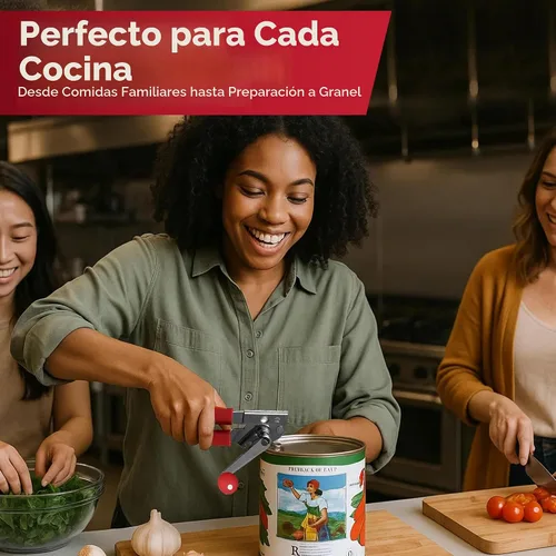 Vista 8 de Chef Master Abridor de Latas Comercial Resistente - Manual con Manivela Manual para Latas Grandes con Agarre Antideslizante - Abridor de Latas