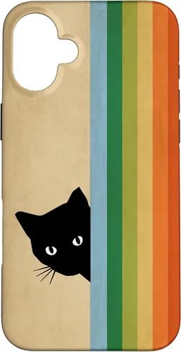 Vista 23 de Black Kitty Cat - Retro Vintage Rainbow Phone Case for iPhone 17