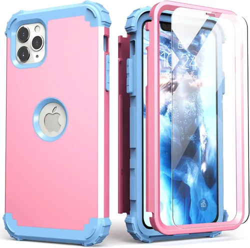 Vista 14 de IDweel Funda para iPhone 11 Pro Max con protector de pantalla de vidrio templado, híbrida 3 en 1 a prueba de golpes, delgada, resistente, cubierta