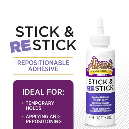 Vista 2 de Aleene's Pegamento líquido Stick & Restick, 4 onzas líquidas, adhesivo reposicionable