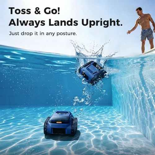 Vista 8 de Limpiador robótico inalámbrico para piscinas, aspiradora robótica automática para piscinas enterradas, limpieza de robot de piscina de spa de hasta
