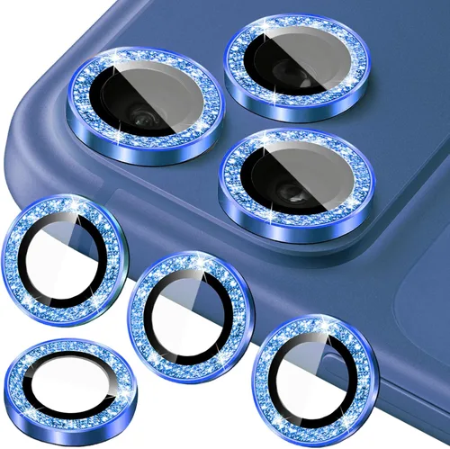 Vista 14 de Protector de lente de cámara compatible con iPhone 15 Plus y iPhone 15 (paquete de 4, 2 juegos), con purpurina brillante, funda de cámara
