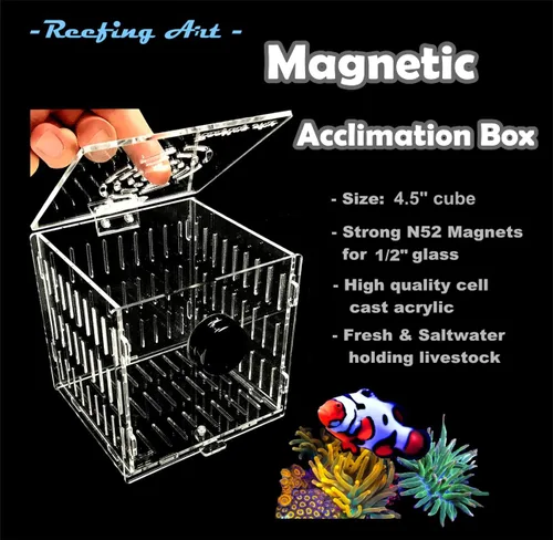 Vista 4 de Pequeña caja magnética de aclimatación criador anémona coral fuerte N52 imanes para vidrio de 1/2" (cubo de 4.5")