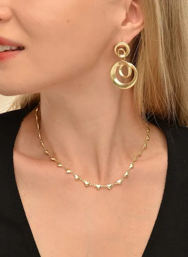 Vista 4 de DAZLIME Collares de corazón de oro mate de 14 quilates para mujer, gargantilla delicada para niñas, gargantilla de plata delicada con cadena