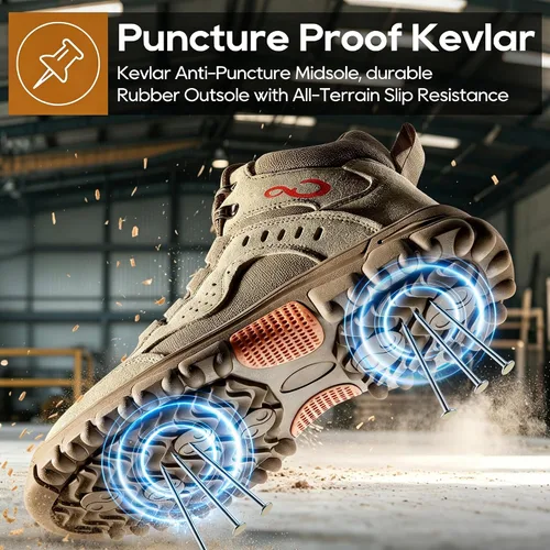Vista 6 de Ablanczoom Botas de trabajo para hombre con puntera de acero – ASTM F2412-24 Calzado de construcción antideslizante cómodo, transpirable y duradero