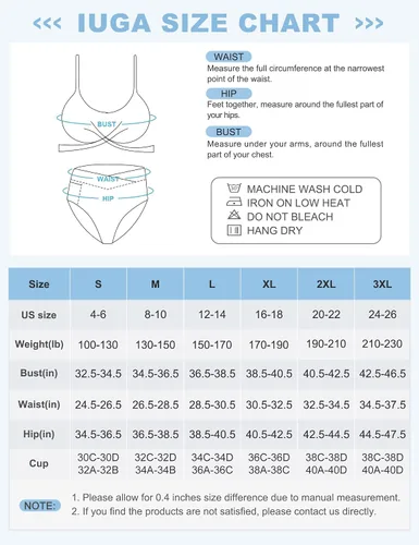Vista 6 de IUGA Conjuntos de bikini de cintura alta para mujer, trajes de baño de dos piezas con efecto de realce y control de abdomen, trajes de baño