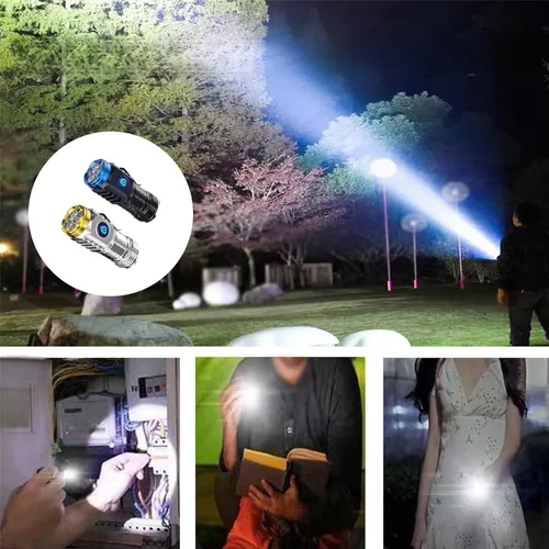 Vista 3 de UBALDI Mini linterna alemana de tres ojos monstruo súper potencia, linterna Ailsion S18, linternas LED recargables de alto lúmenes, luz de mano