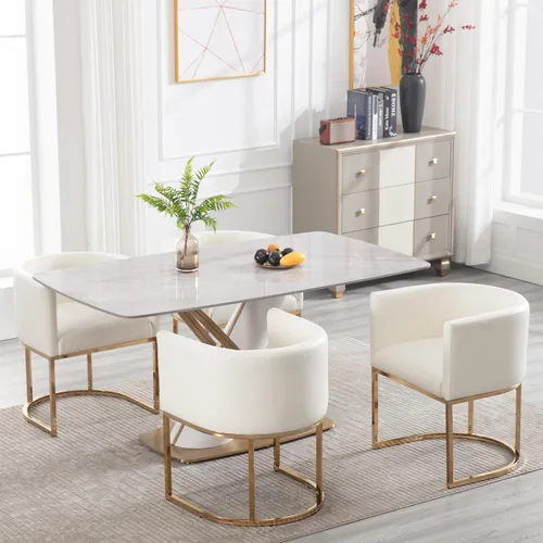 Vista 9 de RIVOVA - Silla tapizada para comedor, silla lateral moderna de barril, sillas tapizadas para comedor, silla cómoda para cocina, silla lateral