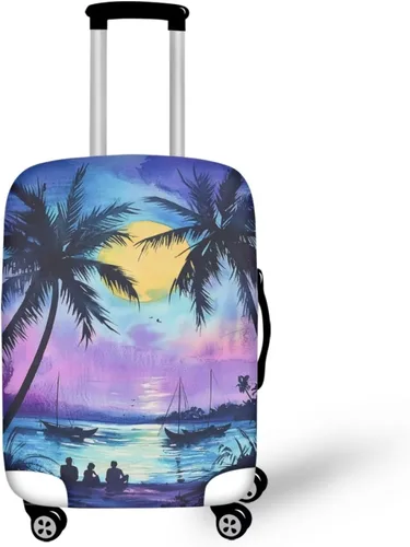 Vista 18 de COEQINE Funda para equipaje de viaje, protector de maleta, funda de equipaje lavable, tamaño S-XL (18-32 pulgadas), Blue Capy Bara Swim, L
