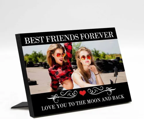 Vista 13 de M YESCUSTOM Marco de fotos personalizado con texto de amigos, marco de fotos de amistad para mejores amigos, panel de fotos Fover con pantalla