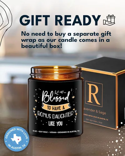 Vista 4 de Vela para Hija Bonus, Regalos para Hija Bonus de Madrastra, Regalos para Hijastra para el Día de la Madre, Regalo de Cumpleaños para Hijastra