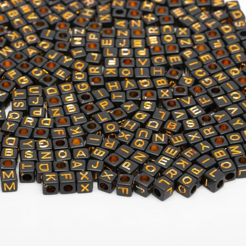 Vista 7 de 1000 cuentas acrílicas de letras pequeñas, cubo, letras acrílicas del alfabeto para hacer joyas, cuentas del alfabeto (colorido/dorado)