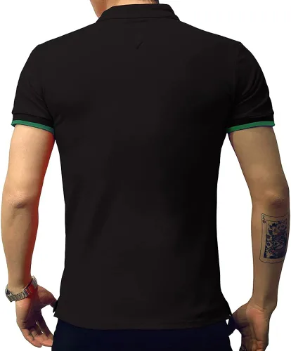 Vista 3 de LOGEEYAR Camisa polo de moda para hombre, de corte ajustado, de manga corta, de corte entallado, ropa de algodón piqué
