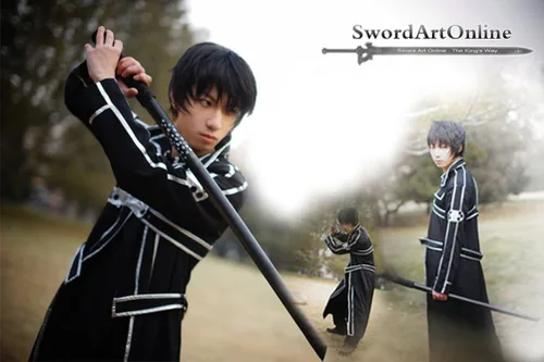 Vista 5 de Cos2be Disfraz de cosplay de Kirito en línea de arte de espada de anime SAO