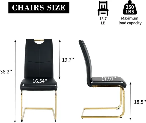 Vista 2 de yeag Juego de Sillas de Comedor Modernas de 2 Unidades, Sillas de Cocina y de Sala de Estar con Respaldo Alto, con Patas de Metal Cromado Dorado