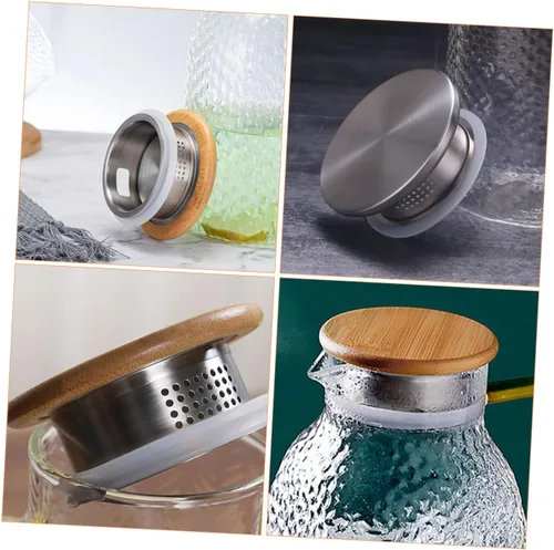 Vista 2 de 2 piezas de acero inoxidable tapa de jarra de agua cubierta práctica jarra accesorio con doble salida de agua para preparar té resistente al