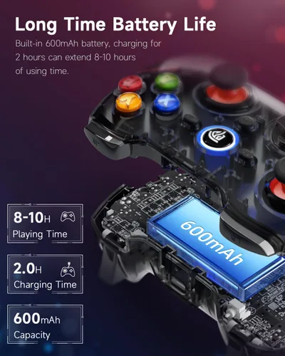 Vista 5 de EasySMX Wireless PC Game Controller with High Accuracy Hall Triggers, Long Life Buttons, Comfort Design - Bluetooth Controller Joystick Compatible