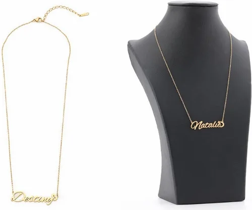 Vista 6 de GXFCNNYY Collar con nombre personalizado chapado en oro de 18 quilates y plata, colgante grabado personalizado para mujer, regalo de joyería delicada
