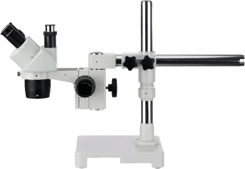 Vista 3 de AmScope Microscopio estéreo trinocular SW-3T24, oculares WH10x, aumento 20X/40X, objetivo 2X/4X, soporte de brazo único