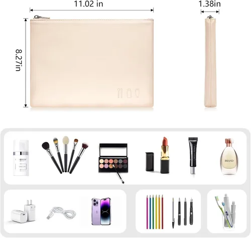 Vista 5 de Travel Makeup Bag, cosmetic travel bag Large Capacity Leather Cosmetic Bags for Women,Waterproof Portable Pouch Bag Make up Organizer