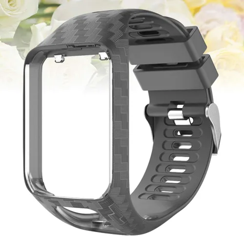 Vista 7 de Hemobllo - Correa de reloj inteligente con marco de silicona ajustable para reloj Tomtom 2/3, color gris