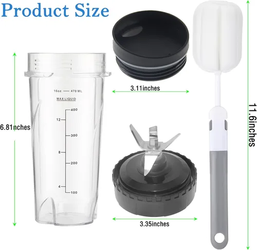 Vista 8 de Para Ninja Blender Blade Reemplazo BL660 6 Aletas Macho 3.35" Cuchilla, 16oz Vasos Blender Compatible con Nurti Ninja Blenders BL770 BL660 BL740