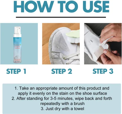 Vista 6 de Limpiador de zapatos limpiador de zapatos kit acondicionador espuma delicada y rica fácil de operar efecto significativo, Azul claro