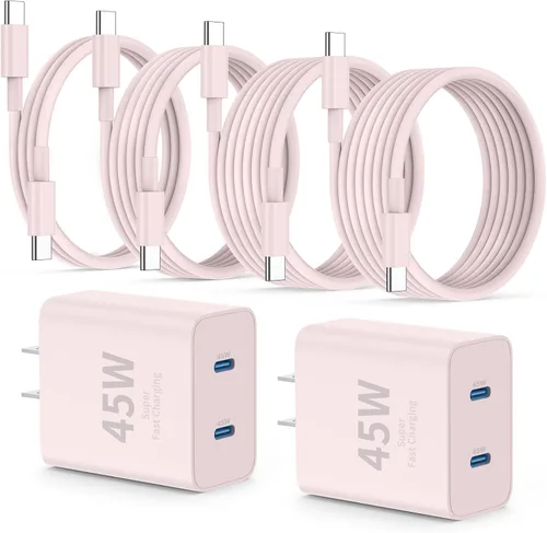 Vista 12 de QZIIW Cargador Samsung súper rápido tipo C, bloque de cargador rápido USB C de 45 W de doble puerto [paquete de 2] y cable USB C extralargo de 60 W